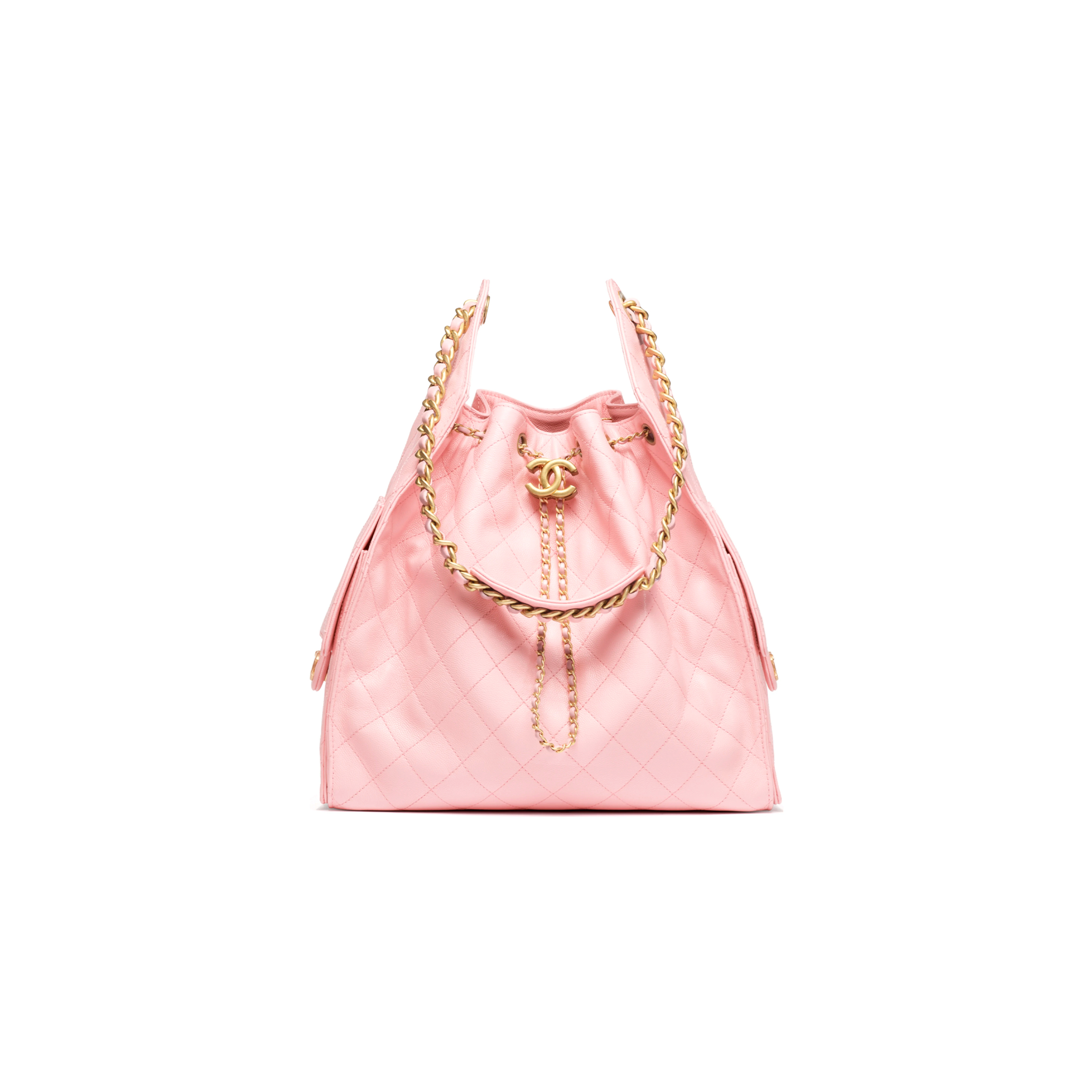 CHANEL 25 MEDIUM HANDBAG GRAINED CALFSKIN & GOLD-TONE METAL LIGHT PINK AS5311 (40*30*15cm)